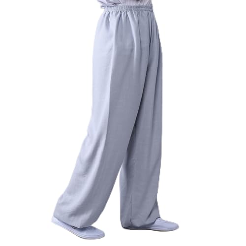 MXRFACTory Männer und Frauen Kung Fu Tai Chi Hose Baumwolle und Leinen Elastischer Bund Innentasche Kampfsport Übungshose Locker Atmungsaktiv Laternenhose Tragbar Yogahose,008,M