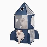 Catit 42001 Vesper Turm, in Raketenform, mit Schlafkissen, für Katzen, blau
