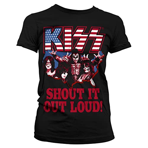 KISS - Shout It Out Loud Official Damen T-Shirt (Schwarz), Medium