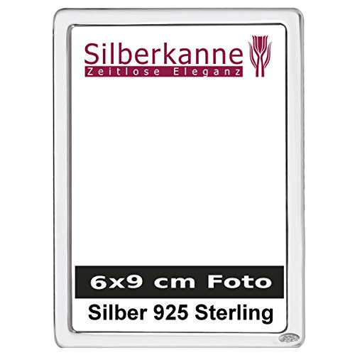 SILBERKANNE Bilderrahmen Bremen für 6x9 cm Foto Silber 925 Sterling mit Holzrücken in Premium Verarbeitung