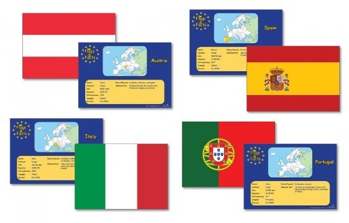 wildgoose Bildung wg1608 europäischen Flaggen und Fakten Karte (28 Stück)
