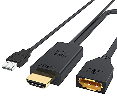 PremiumCord HDMI 2.0 zu DisplayPort 1.2 Adapter, Auflösung 4K@60Hz 2160p Full HD 1080p, 3D, Farbe schwarz, Länge 25cm