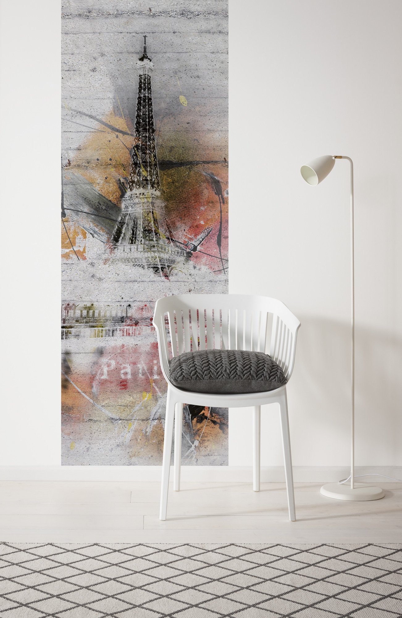 Komar Vlies Fototapete PARIS | 100x280cm | Tapete, Wand Dekoration, Frankreich, Retro, Betonwand, Graffiti, Schlafzimmer, Wohnzimmer | 1315-DV1