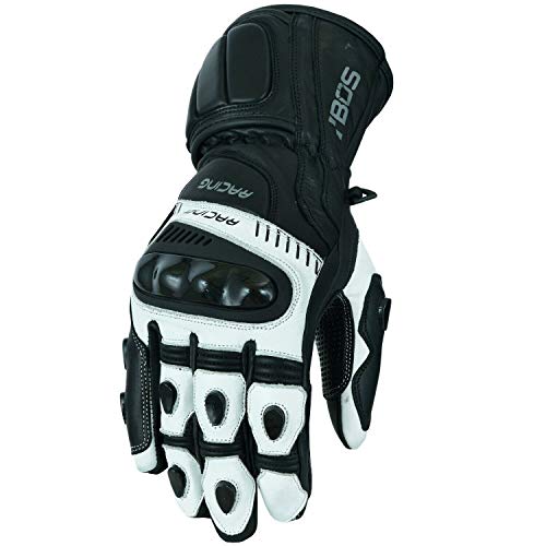 BOSmoto Motorradhandschuhe Premium-Leder Hartschalen auf Knöcheln und Fingern (L)