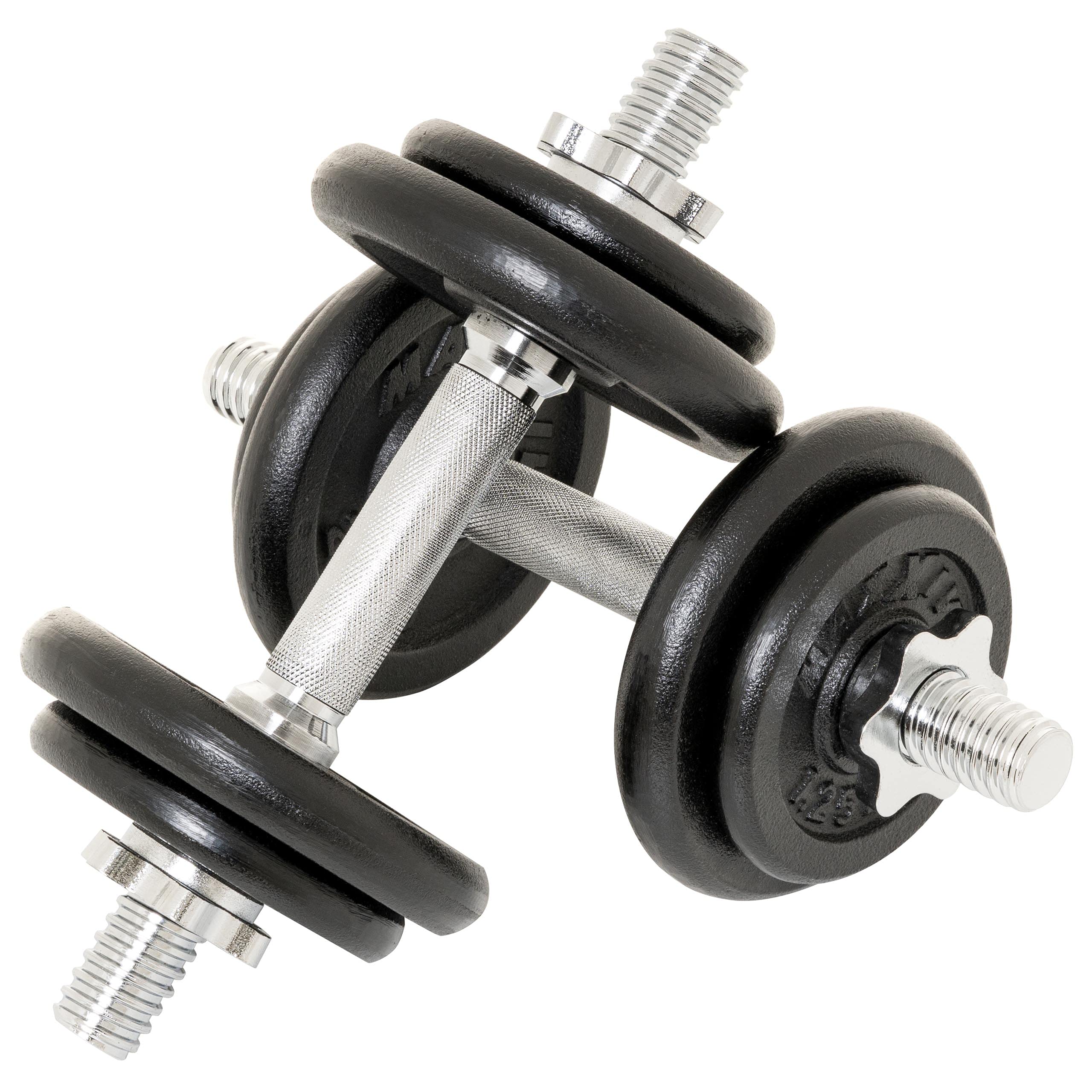 MAXXIVA® Kurzhantel-Set Gusseisen 2x10 kg 8 Gewichtsscheiben Sternverschluss Hantelset für Kraftsport Muskelaufbau Workouts Bodybuilding Reha 20 kg