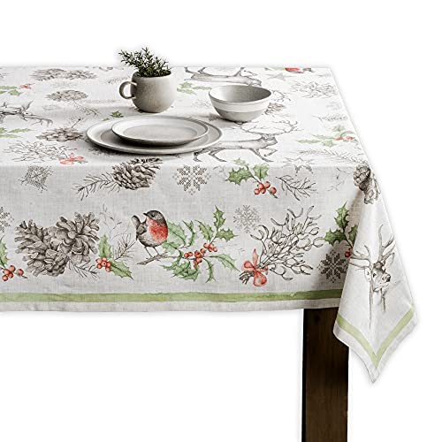 Maison d' Hermine Christmas Dew 100% Baumwolle Tischdecke für Küche | Abendessen | Tischplatte | Dekoration Parteien | Hochzeiten | Thanksgiving / Weihnachten (Rechteck, 140 cm x 180 cm)