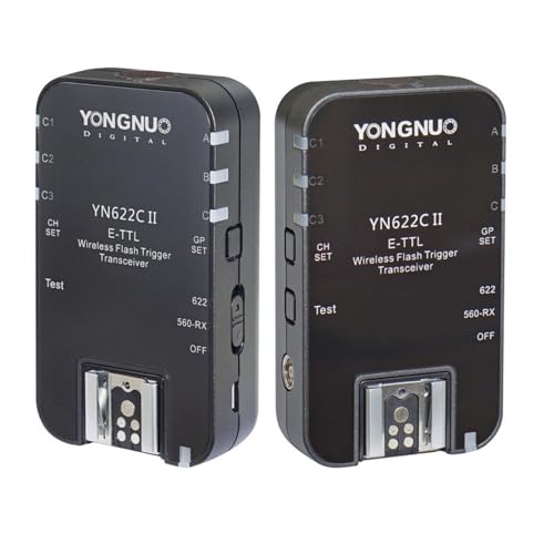 Yongnuo YN622 C II - Kit 2-Transceiver für Canon (TTL, HSS, 7 Kanäle), Schwarz