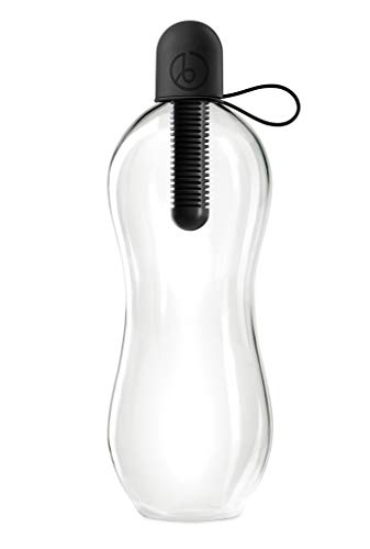 Bobble Klassische Wasserflasche, gefiltertes Wasser, wiederverwendbare Wasserflasche, BPA-freie Kunststoffflasche, Soft-Touch-Tragekappe, austauschbarer Kohlefilter, nachhaltige Wasserflasche, Hydratation, 1 L, Schwarz