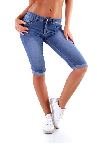 OSAB-Fashion 35526 Damen Jeans Skinny Hose Slimfit Bermudas Knielang Pants Streetwear