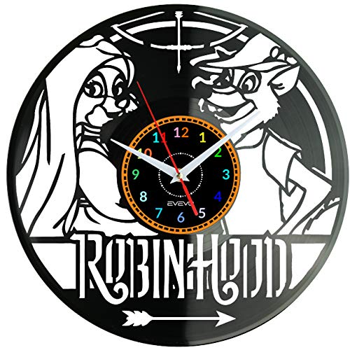 EVEVO Robin Hood Wanduhr Vinyl Schallplatte Retro-Uhr Handgefertigt Vintage-Geschenk Style Raum Home Dekorationen Tolles Geschenk Uhr Robin Hood