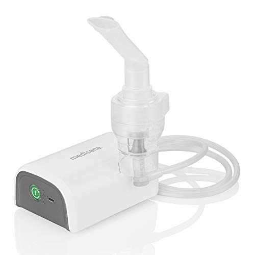 Medisana IN 605 tragbarer Inhalator für Unterwegs, Kompressor Vernebler mit Mundstück und Maske für Erwachsene und Kinder, bei Erkältungen oder Asthma mit wiederaufladbarem Akku per Micro-USB