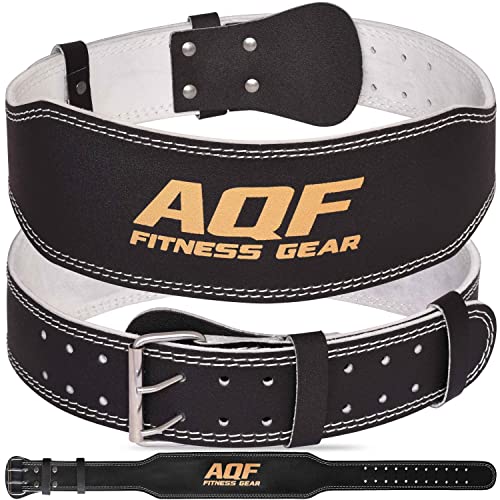 AQF Gewichthebergürtel Leder 4" Lendenwirbelstütze Gepolsterte Fitness-Gürtel mit Stahlrollenschnalle Geeignet Für Gym, Krafttraining, Bodybuilding