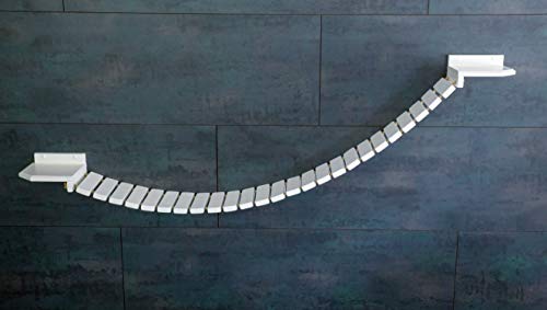 Jennys Tiershop Hängebrücke in weiß, handgefertigte Tiermöbel/Luxusmöbel, Katzenmöbel in vielen Ausführungen, Kratzbaum/Katzenbaum für die Wand. Hier: Hängebrücke 150 x 25 cm weiß (O6hj)