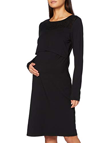Noppies Damen Dress nurs ls Corsham Kleid, Black-P090, M