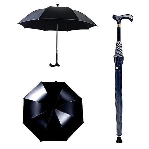Multifunktions-Wanderrohr-Regenschirm, leichte Verschleiß-resistente Aluminium gerade Stange, Nicht rutscher Klettertourismus Langgriff Krücken Regenschirm