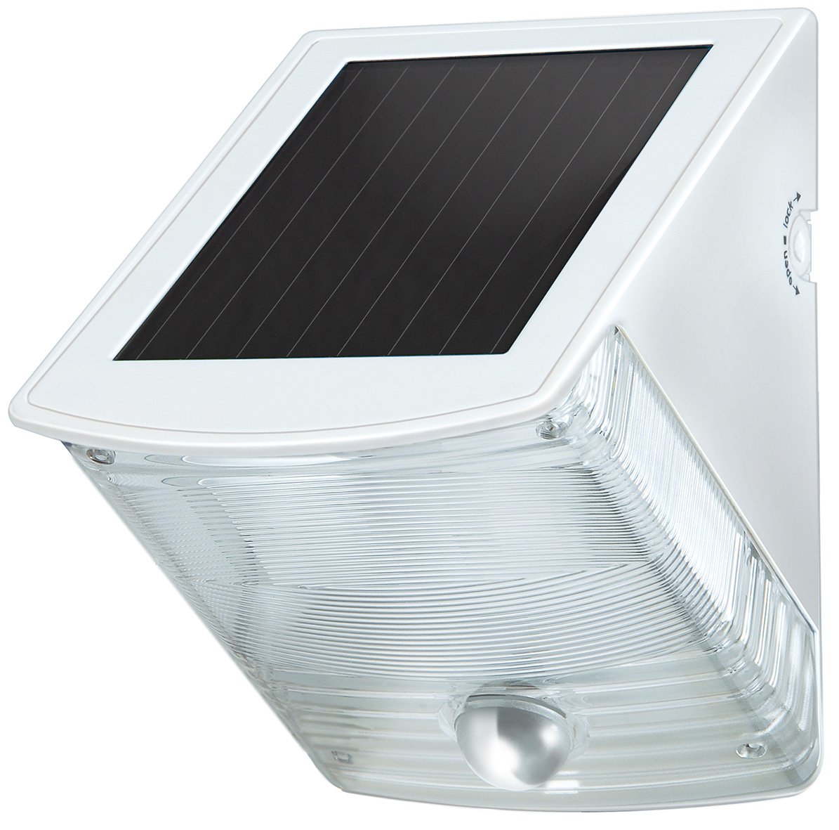 Brennenstuhl LED Solarlampe mit Bewegungsmelder/Außenleuchte mit integriertem Solarpanel und Infrarot Bewegungssensor (LED Strahler IP44, 85lm, inklusive 3 aufladbarer und austauschbarer Akkus) weiß