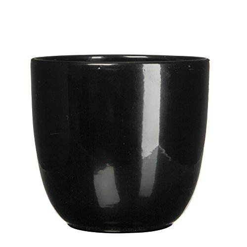 MICA Decorations Tusca Übertopf Keramik für Indoor, schwarz, 31 x 31 x 28,5 cm