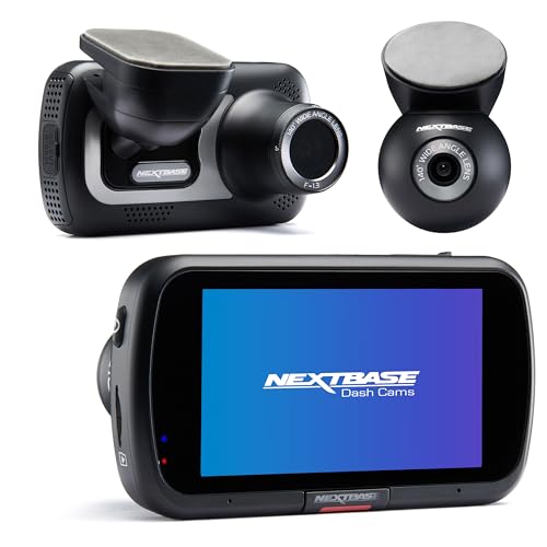 Nextbase® 322GW Dashcam Bundle mit Heckscheibenkamera, Full HD 1080p bei 60 FPS, 2,5 Zoll Touchscreen, 140° Weitwinkel, SOS–Notruffunktion, G-Sensor, GPS, Bluetooth 4.2, intelligenter Parkmodus