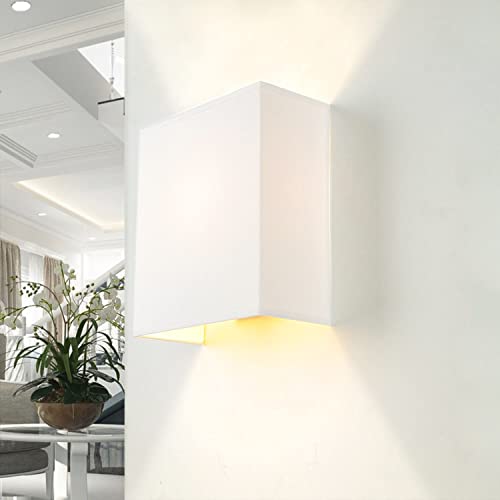 Stoff Wandleuchte Weiß eckig Loft E27 modernes Design Wandlampe Schlafzimmer Wohnzimmer Flur ALICE