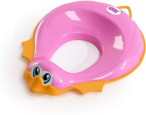 OKBABY Ducka - Lustiger Toilettentrainersitz mit rutschfesten Kanten - für Kleinkinder - Pink