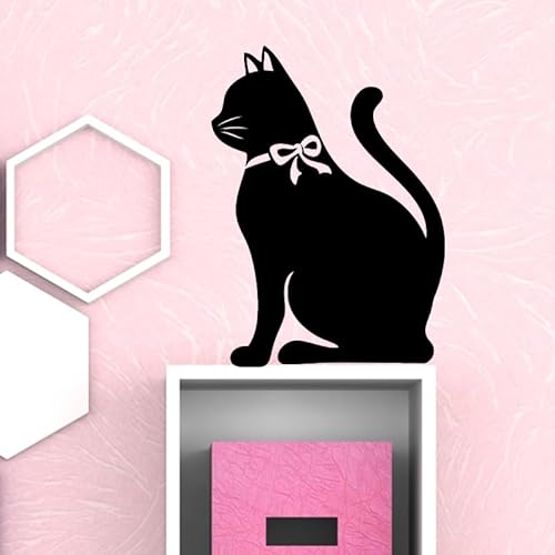 Aufkleber für Tafel, selbstklebend, abwischbar, Motiv: Katze mit einer Schleife – 110 x 80 cm