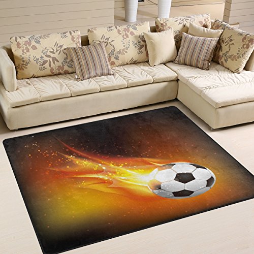 Use7 Frie Fußball-Teppich für Wohnzimmer, Schlafzimmer, Textil, mehrfarbig, 160cm x 122cm(5.3 x 4 feet)