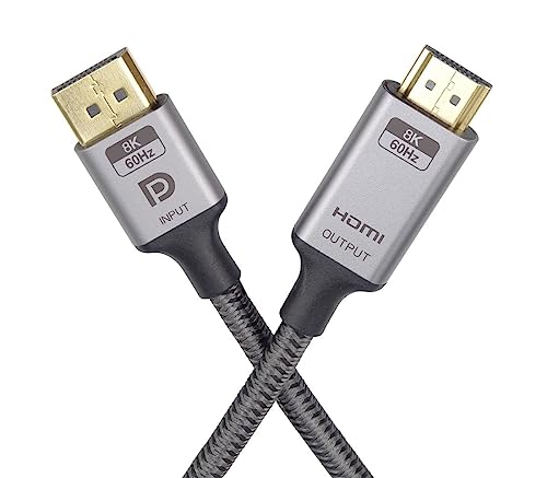 PremiumCord Adapterkabel DisplayPort 1.4 auf HDMI 2.1 M/M, DP 1.2 auf HDMI 2.0, Kompatibel mit Video 8K@60Hz, 4K@144Hz, FULL HD 1080p, HDCP 2.2, Farbe: Schwarz, Länge: 2m