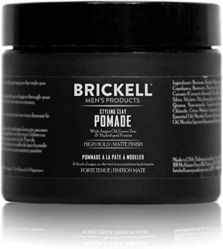 Brickell Men's Styling Clay Pomade - Natürlich und organisch - Schmiere Pomade für einen starken Halt den ganzen Tag - Matte Pomade für Männer Haarstyling - 59 ml - Parfümiert