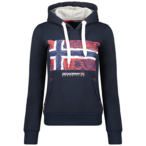 Geographical Norway Gpalm Lady - Frauen Sweatshirt Kapuze Taschen Känguru - Sweatshirt Frauen Pullover Casual Langarm Warm (Marineblau L Größe 3)