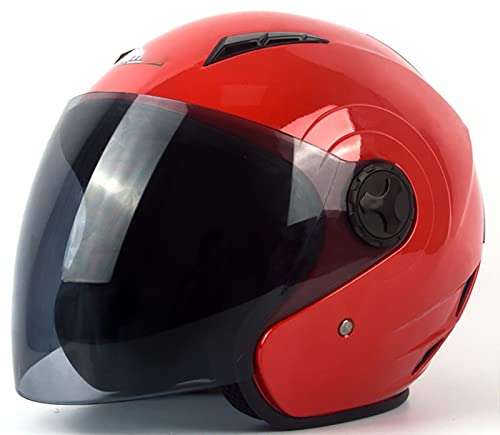 Offene Motorräder Mit Sonnenblende DOT-Zugelassener Motorrad-Halbhelm Motorrad-Sturzhelm 3/4-Helm Für Erwachsene Männer Frauen Q, M=(57-58cm)