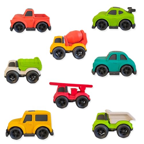 alldoro 69652 Spielzeug Autos - Set 8 Stück, 10,5 x 6,5 x 7 cm, bunt, aus Kunststoff-Weizenstroh-Gemisch, ecofriendly