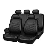 ANROI Auto Sitzauflage sitzbezüge Sitzschoner Sitzbezüge Sitzkissen 9-teilig Kompatibel für VW Touareg II (7P) 2010-2015,Black