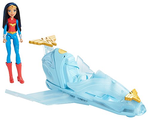 Mattel DYN05 DC Super Hero Girls Wonder Woman Puppe mit Unsichtbarer Jet
