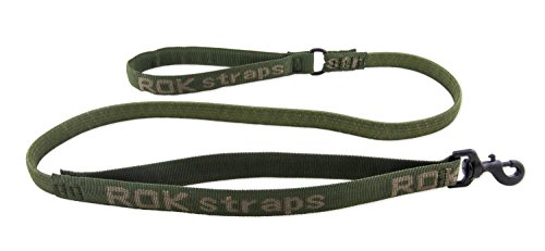 ROK straps ROK00860 Stretch Hundeleine, Short L Strap, schwarz mit grün