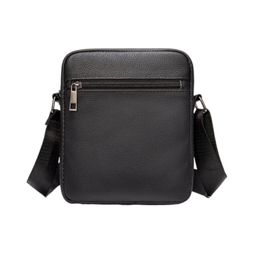 DXFBHWWS Hüfttaschen Herren-Schultertaschen aus echtem Leder, lässige Tagesrucksäcke, Geldbörsen, Umhängetaschen, Geldbörsen, Messenger-Taschen (Color : Black, Size : Small)