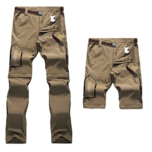 G&F Herren-Wanderhose Wandelbare Zip Off Hose Shorts zum Wandern Klettern Radfahren Atmungsaktiv und Schnell Trocknend (Color : Khaki, Size : 4XL)