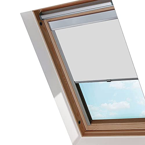 SWANEW Verdunkelungsrollo für Rollo Dachfenster, 100% Verdunkelung, Mit Wärmeisolationsfunktion, F04 Grau (49.3x74.0cm)
