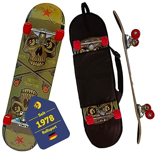 Best Sporting Skateboard inkl. Tragetasche I Skate-Board mit ABEC 7 Kugellager I hochwertige Skateboards aus Holz & Aluminum I Skateboard Erwachsene I 78,5 x 20,4 cm Skateboard Deck