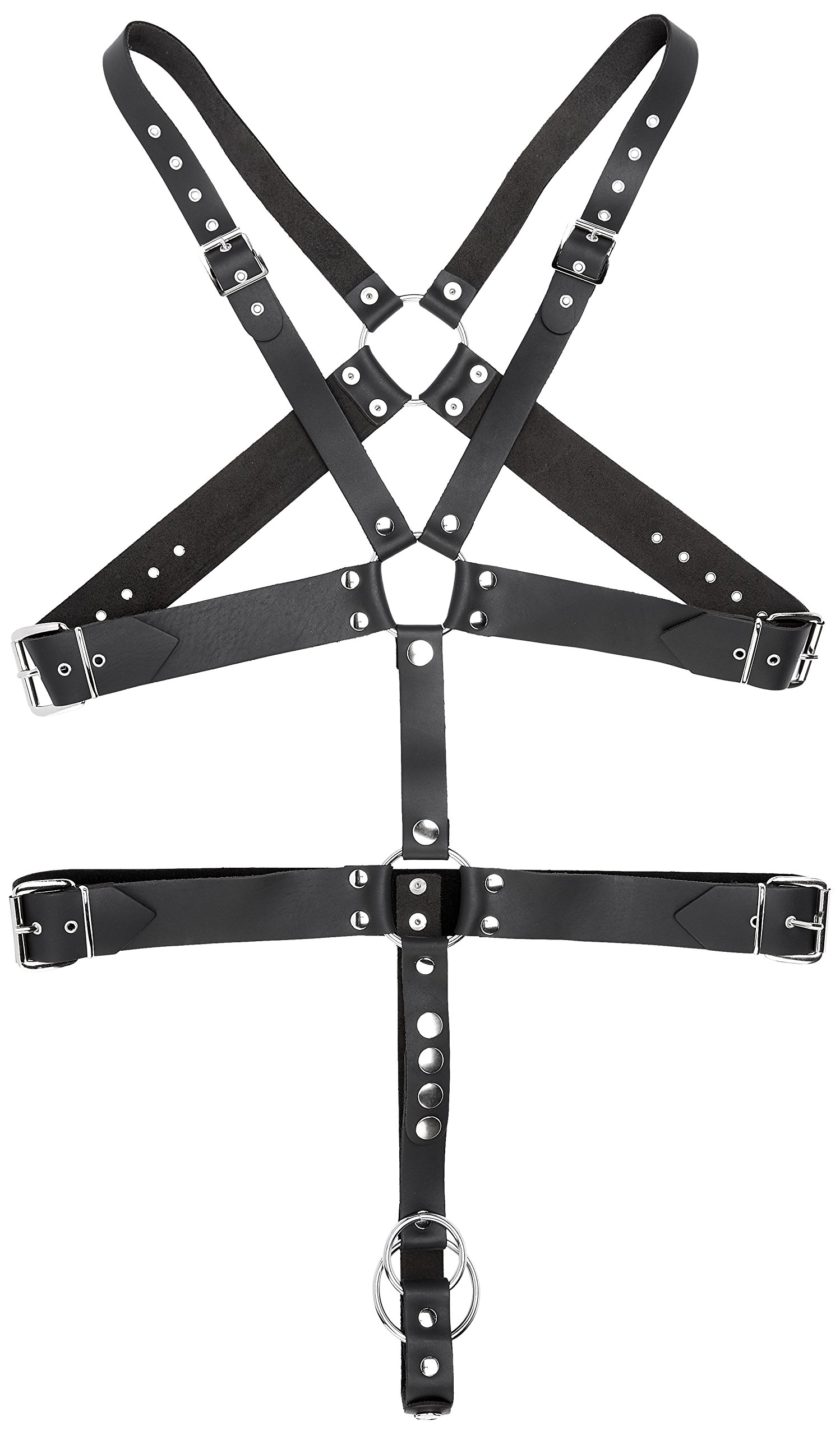 Erotic Fashion ra7361 Harness, schwarz Leder Verstellbarr Cockring Durchmessser 40 mm und 50 mm, 1er-Pack (1 x 1 Stück)