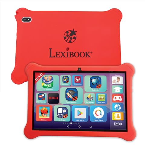Lexibook TLN10FR, Lexipad 10 Zoll (25,4 cm) Android Lerntablett, für die ganze Familie, Lerninhalte, Kindersicherung, Rot/Weiß