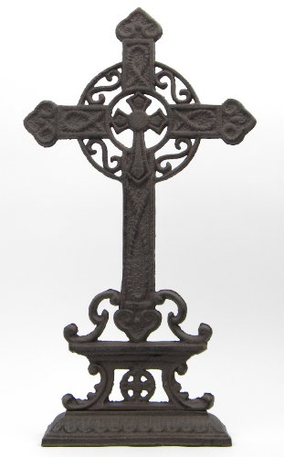 Clever-Deko Stehkreuz Kreuz KRUZIFIX STANDKREUZ WEGEKREUZ aus GUSSEISEN Grabschmuck Keltisches Kreuz