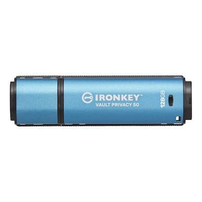 Kingston IronKey Vault Privacy 50 128GB verschlüsselter USB | FIPS 197 | AES-256bit | BadUSB Attack Protection | Multi-Passwortoptionen | IKVP50/128GB