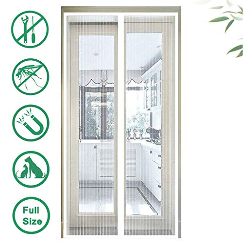 HMHD Magnetisches Moskitonetz Fenster 100x210cm, Insektenschutz Tür Magnetischer Fliegenvorhang Verschiedene Größen, für Balkontür, Schlafzimmer, Küche - Weiß
