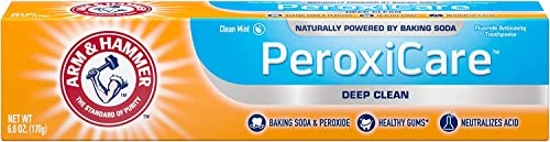 Arm & Hammer PeroxiCare, Fluoride Anti-Cavity, Baking Soda & Peroxide, Fresh Mint 6 oz (Pack of 6) -USA-