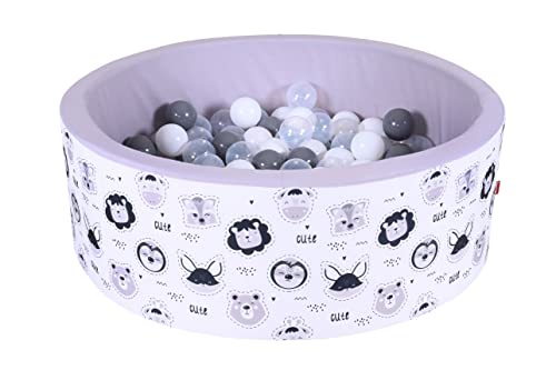 Knorrtoys 68090 68090-Bällebad Soft-Cute Animals-150 Balls Grey/White/transparent