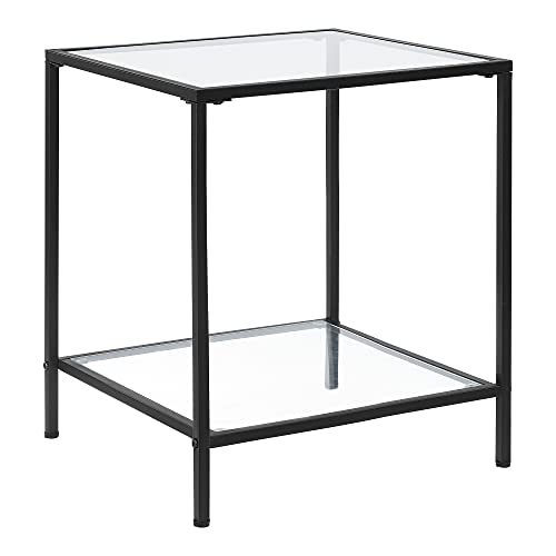 [en.casa] Beistelltisch Norrtälje 55x45x45cm Tisch mit Glasplatte Ablage Wohnzimmertisch Kaffeetisch Stahlgestell