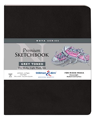 Stillman & Birn Nova Series Skizzenbuch mit Softcover, 20,3 x 25,4 cm, 150 g/m² (schwer), graues Papier, mittelkörnige Oberfläche