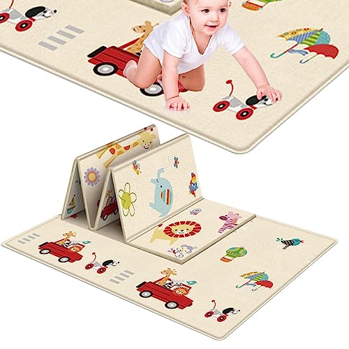 Yusheng Baby Krabbelmatte, Kindermatte Baby Spielmatte, Doppelseitig Spiel-Teppich Bodenmatte Kinder-Matte, Wasserdicht Faltbar Spielmatte, 180 X 100 cm
