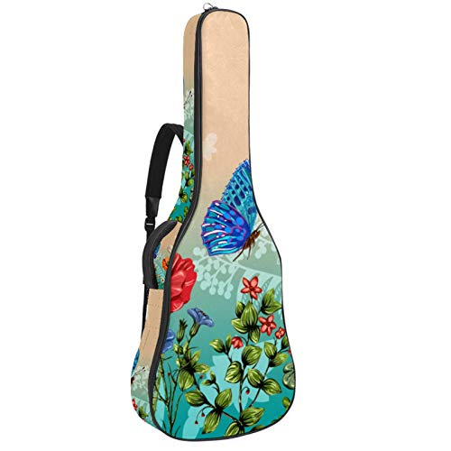 Gitarrentasche Schmetterling Libelle Blume Gig Bag Für Akustische Klassische Elektrische 40 41 Zoll Gitarre Tasche wasserdichte Guitar Bag