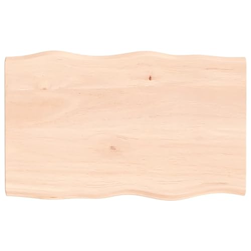 vidaXL Tischplatte, Holzplatte für Tisch Esstisch Couchtisch, Massivholzplatte Handgefertigt mit Baumkante, Ersatztischplatte, 80x50x2cm Massivholz Eiche Unbehandelt